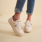 Women's White Breathable Sneakers for Running Casual and Skateboarding