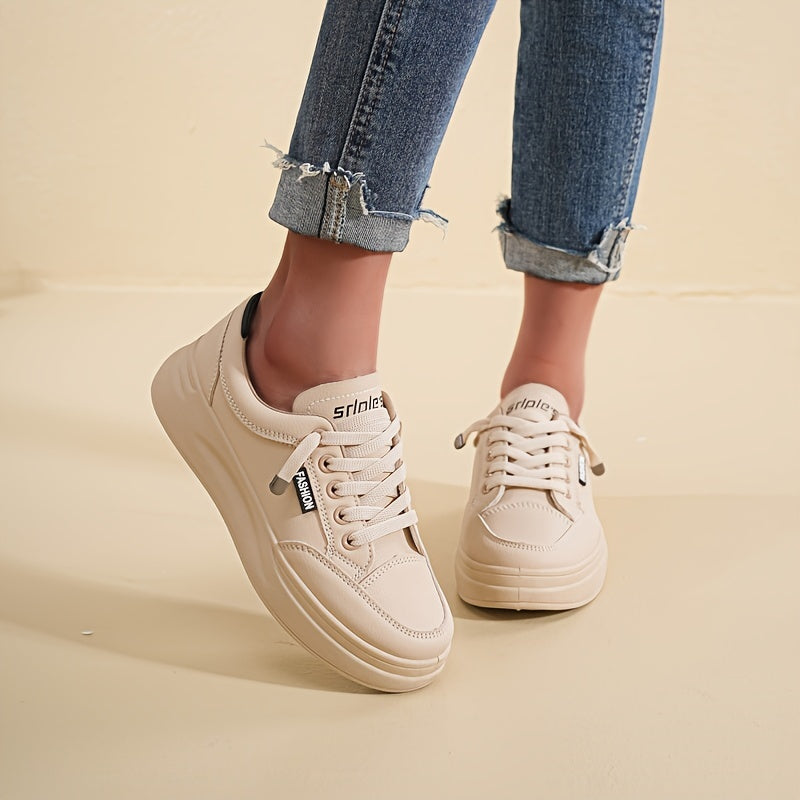 Women's White Breathable Sneakers for Running Casual and Skateboarding