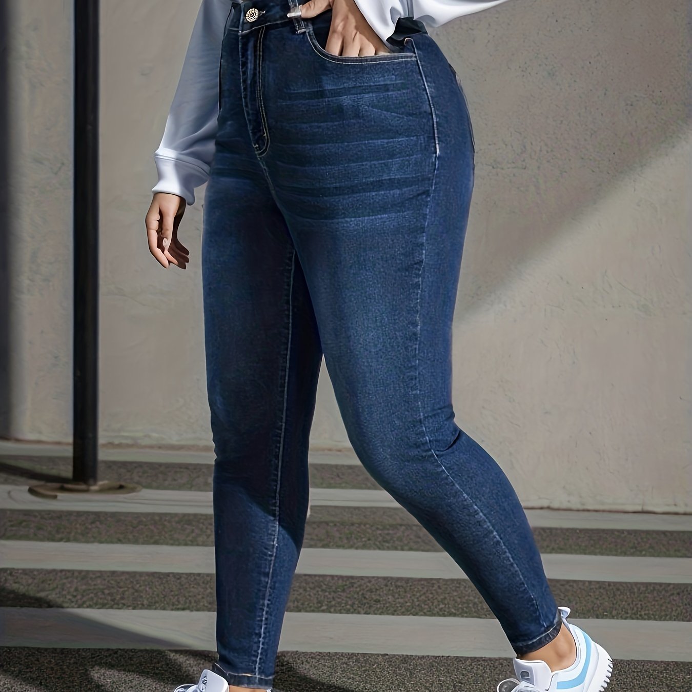 Women's Plus Size High Waisted Stretch Skinny Denim Jeans