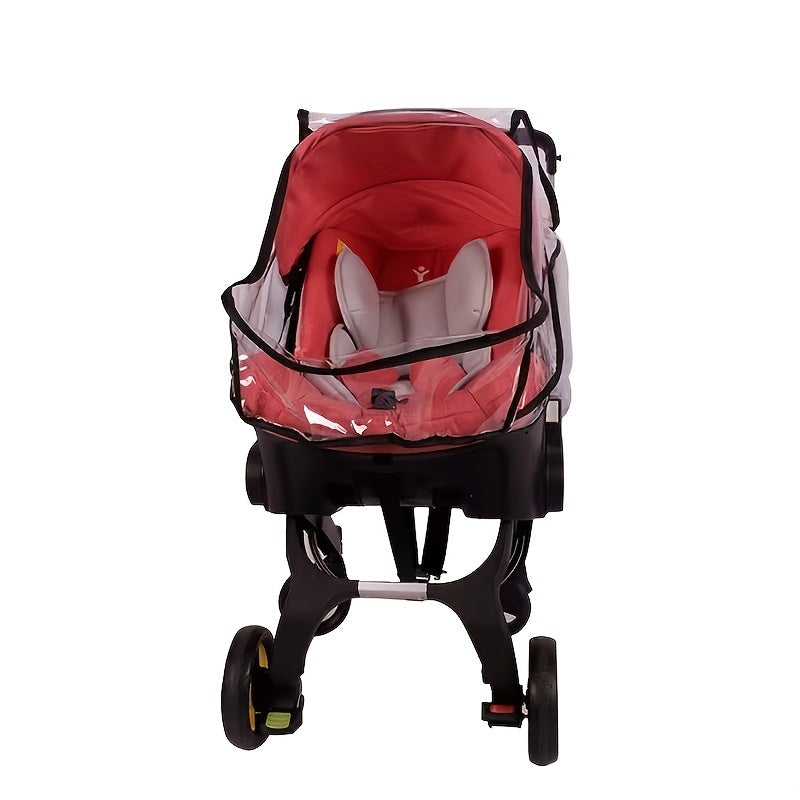Baby Stroller Rain Cover Waterproof Breathable EVA with Zipper Door and Side Ventilation