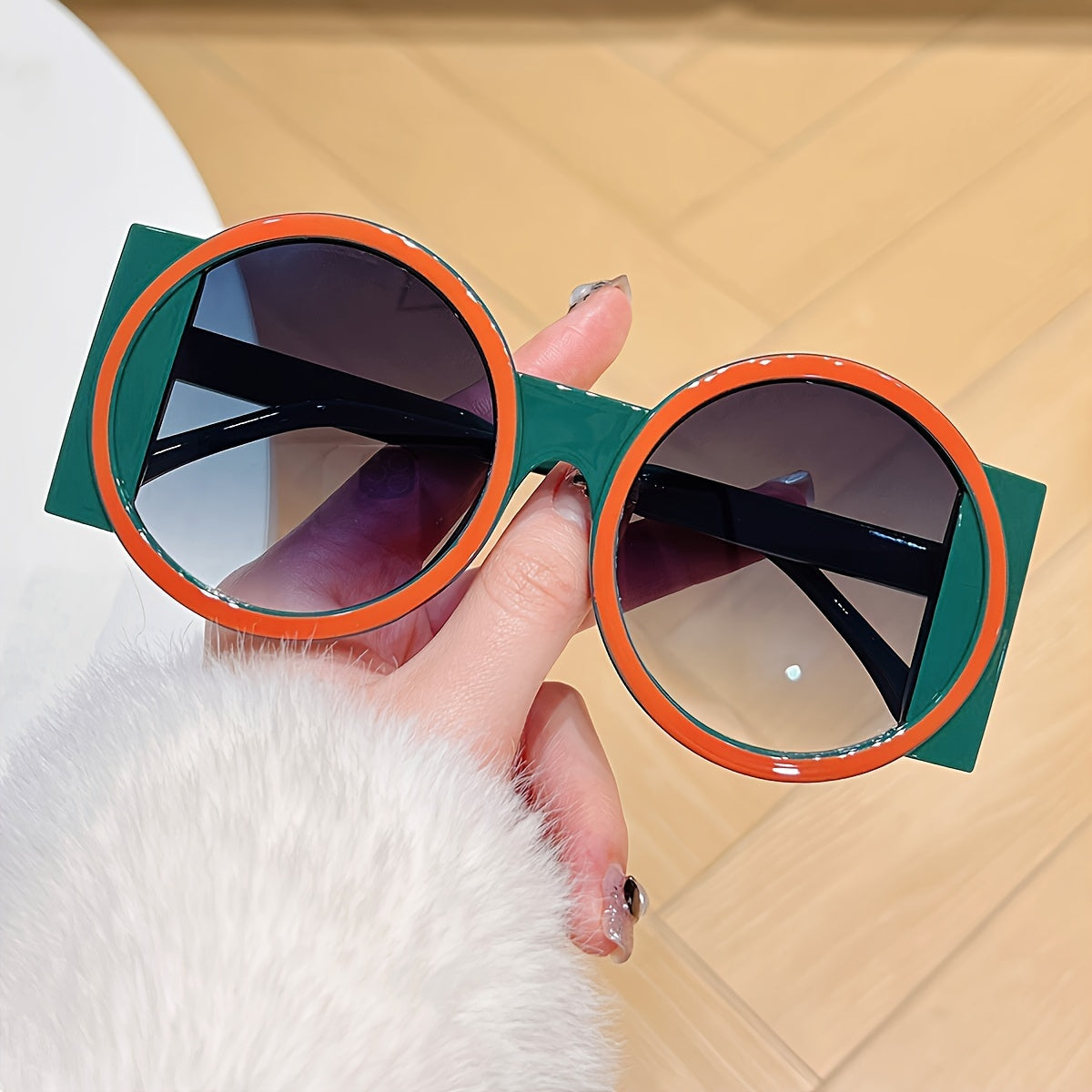 Gafas redondas de estilo Y2K unisex con bloques de color para fiestas de disfraces y clubes