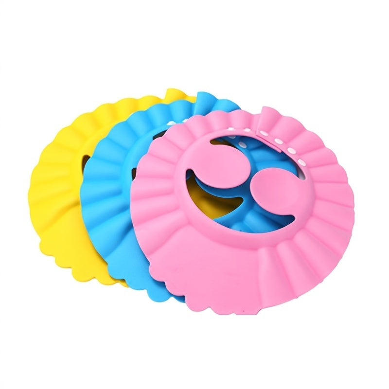 Kids Blue Shampoo Cap with Ear Protection Adjustable for Shower