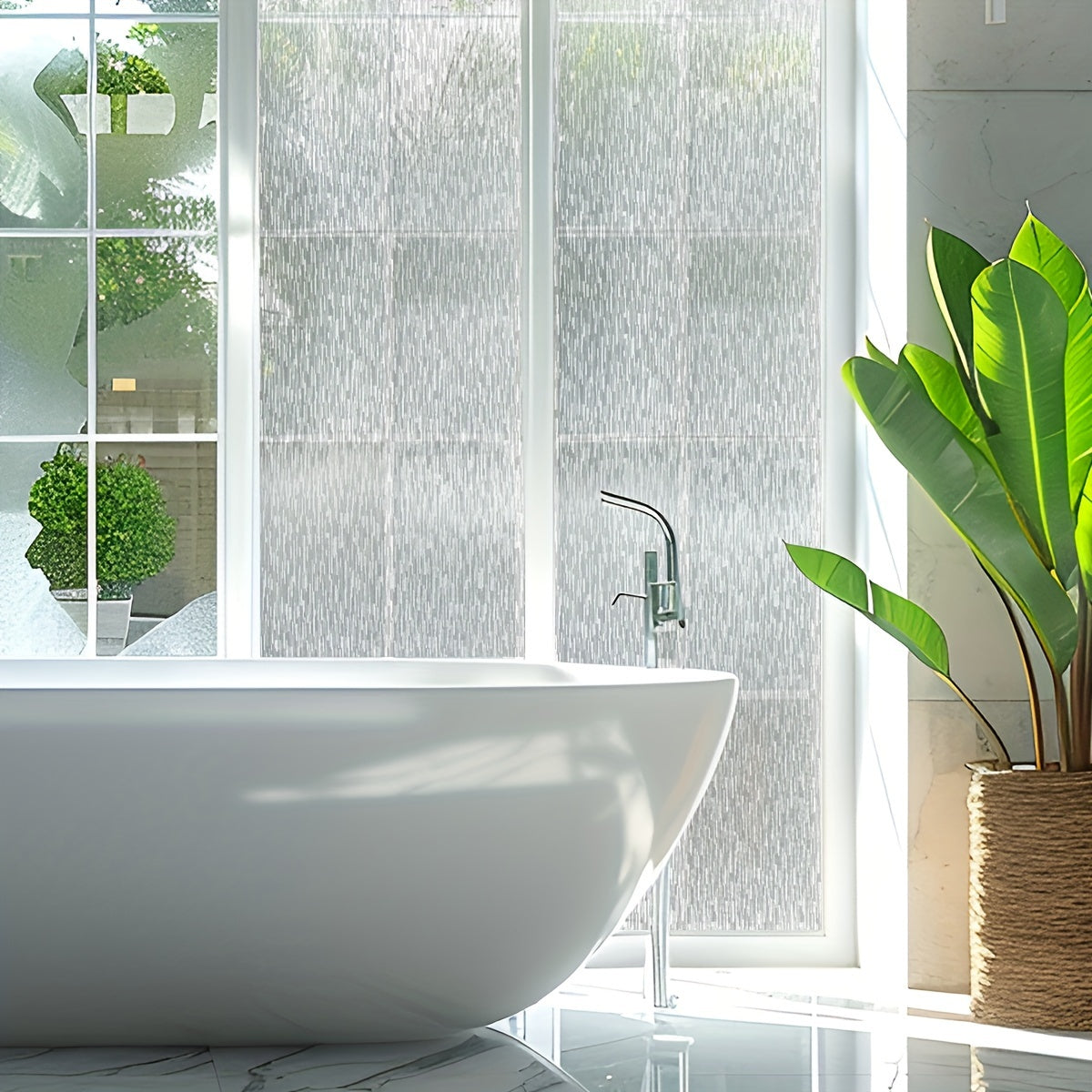 Frosted PVC Window Film 8mil Static Cling Privacy Light Blocking for Home Bathroom Kitchen