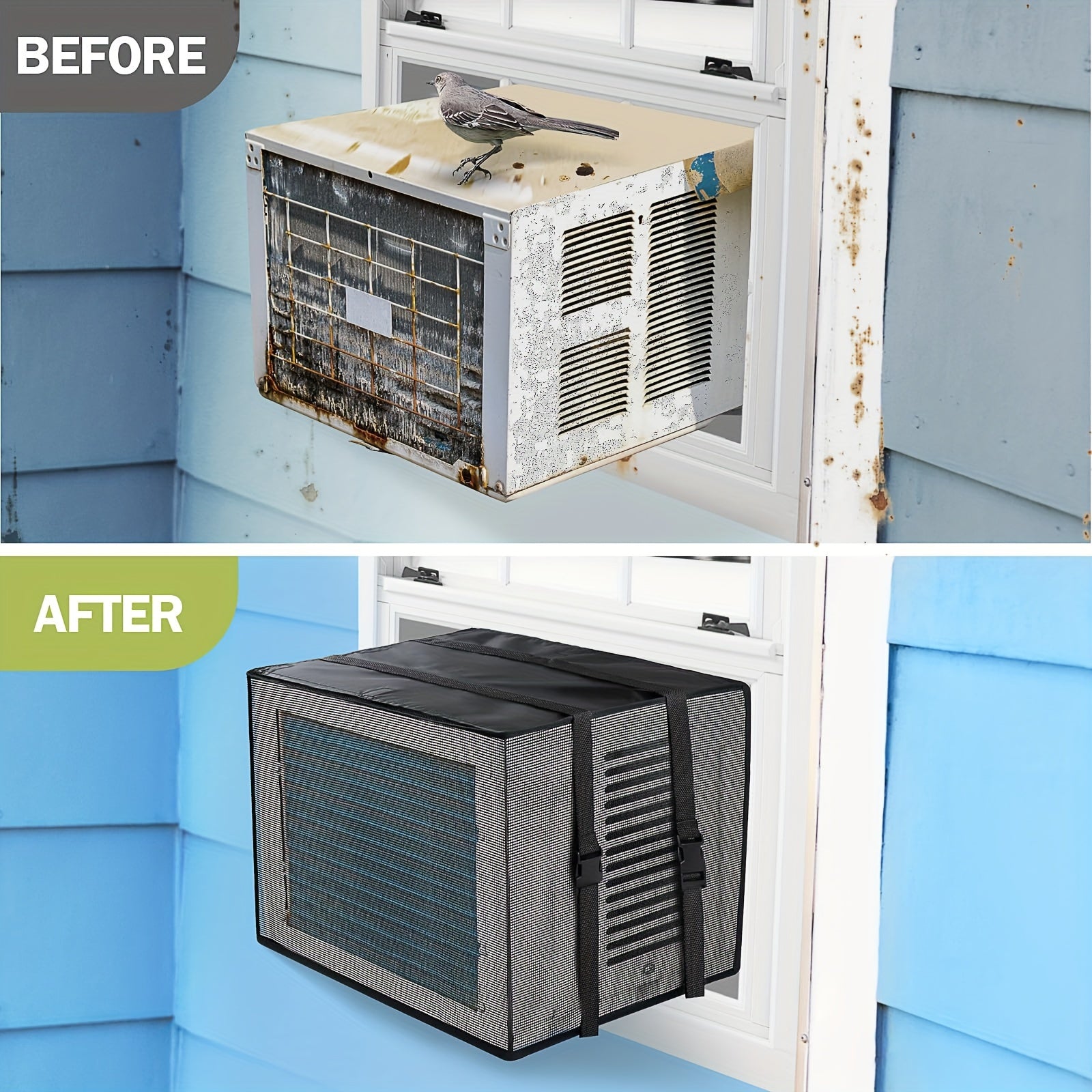 Waterproof Outdoor Window AC Cover 43.18cm x 30.48cm Ventilated Mesh Protection