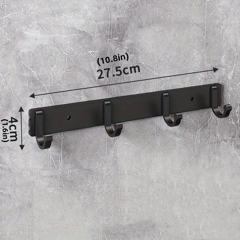 Black Aluminum Wall Hooks for Towels Coats and Clothes Bathroom Organization