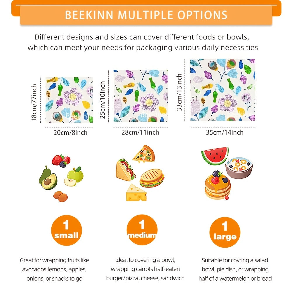 3 ta asalari mumidan yasalgan oziq-ovqat qoplamalari to'plami, ekologik toza mato, qo'lda yuvish mumkin, atrof-muhitga do'stona, oshxona uchun barqaror saqlash yechimi