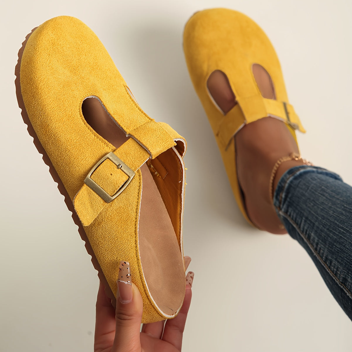 Women's Platform Slip-On Sandals with EVA Sole, Arch Support, Beige