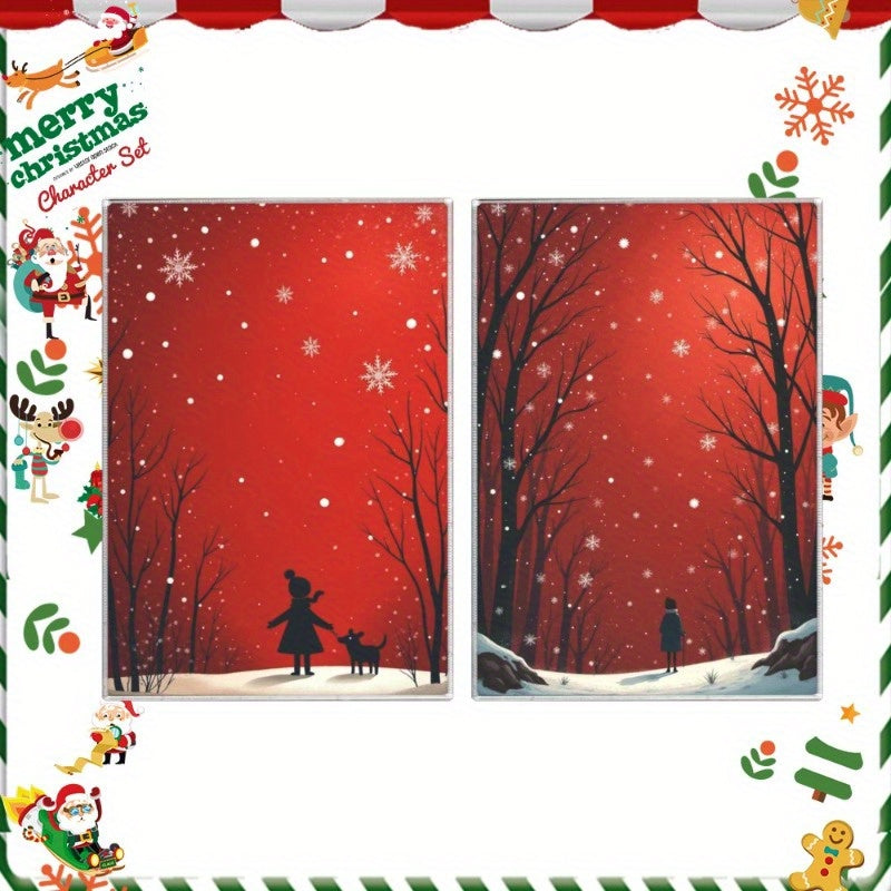 Christmas Winter Kitchen Towels Set 2 Pieces Snowflake Decor 45x66 cm