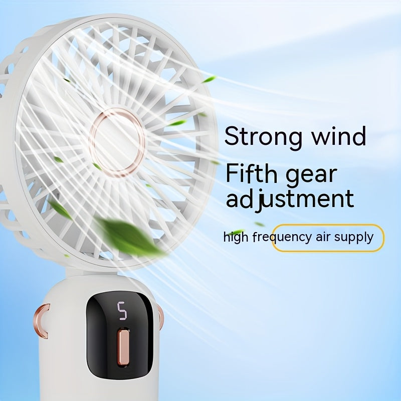 Rechargeable USB Handheld Fan with Foldable Neck, Quiet Operation, High-Velocity Cooling
