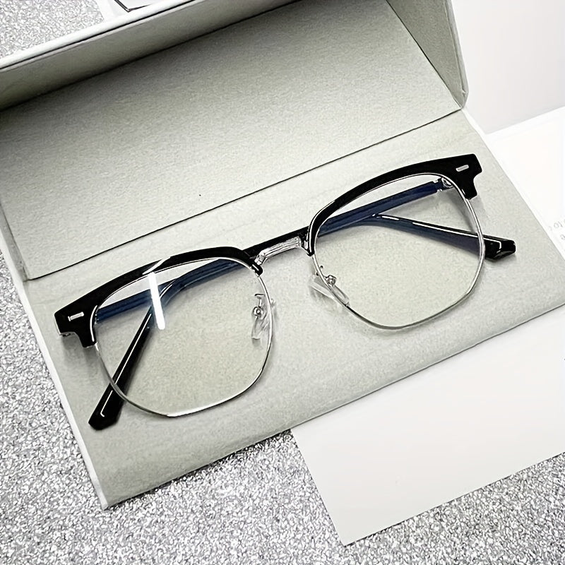 Retro Half-Gold Frame Glasses for Men and Women Minimalist Eye Protection