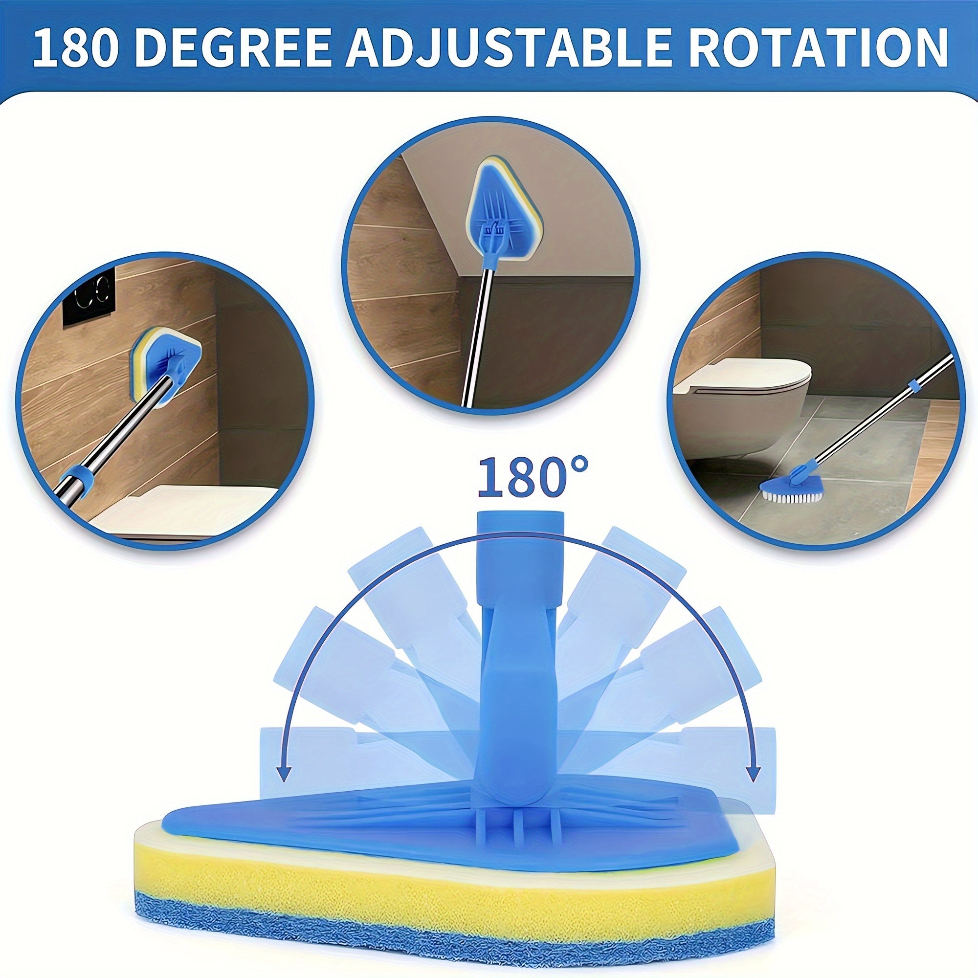 Uy tozalash uchun asboblar to'plami, uzaytiriladigan tutqich va 4 ta qovushqich cho'tka bilan, hammom va oshxona uchun