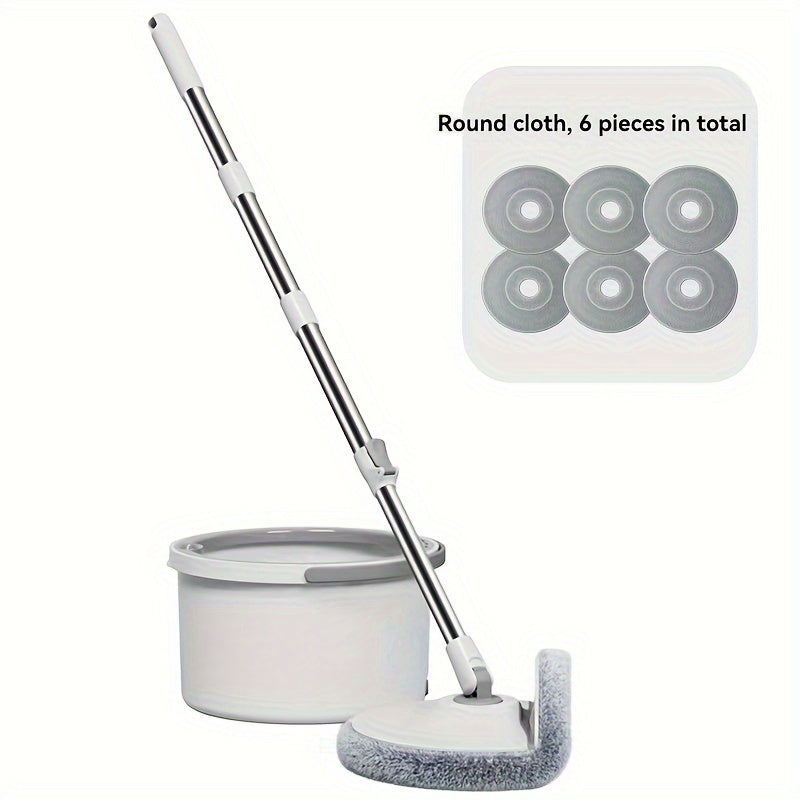 Spin Mop and Bucket Set with Microfiber Pads, Stainless Steel, Easy Cleaning