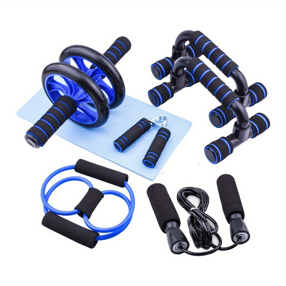 7-Piece Ab Workout Set for Core Strength Muscle Building and Fat Burning Black