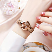 Women’s Heart Quartz Watch with Rhinestones Luminous Dial and Date Function