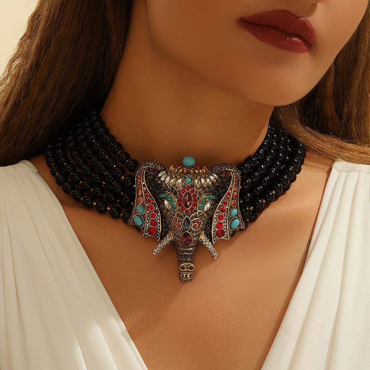 Zamonaviy Turkuaz va Rhinestones bilan Elegant Fil Pendanti - Partiyalar, Promlar va Maxsus Tadbirlar uchun Mukammal