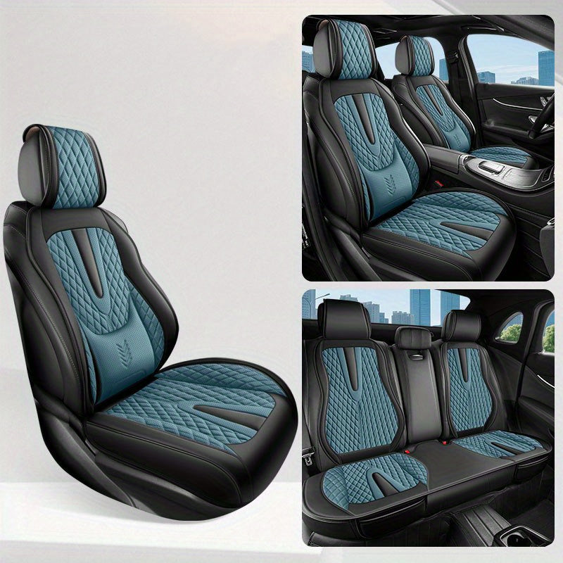 All-Season Faux Leather Car Seat Cover Breathable Dirt-Resistant for 5-Seater