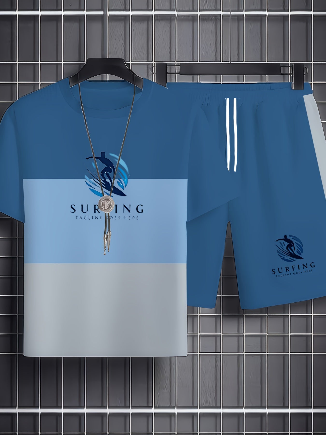 Men's Casual Outfit Set Polyester Spandex Print Slim Fit for Outdoor Party Fitness