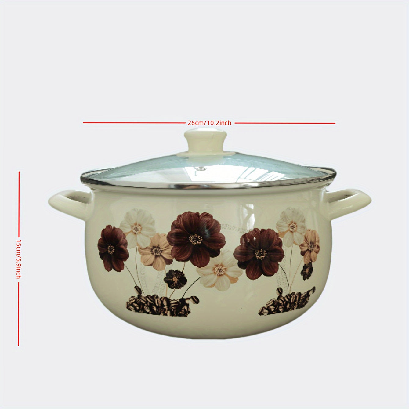 Enamel Fryer with Strainer Double-Ear Soup Pot High-Temperature Resistant for Stew and Cooking