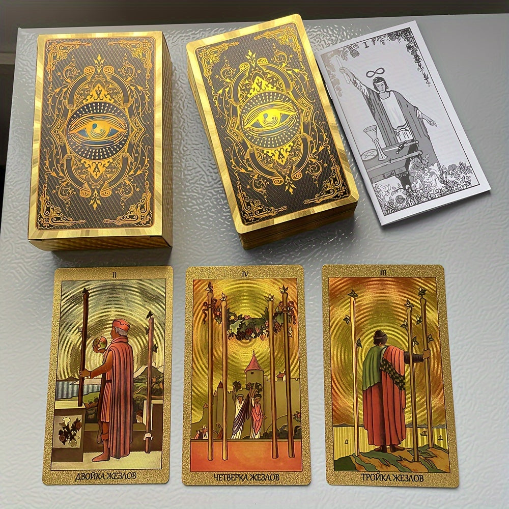 Russian Golden Tarot Deck 78 Cards with Russian Paper Guide Book for Divination