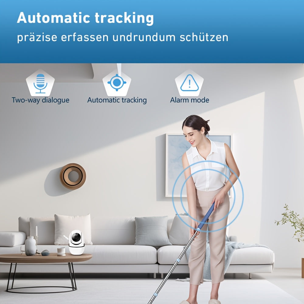 Cámara de seguridad HD 1080P para interior y exterior con PTZ, visión nocturna, detección de movimiento, audio bidireccional, Wi-Fi, compatible con smartphone