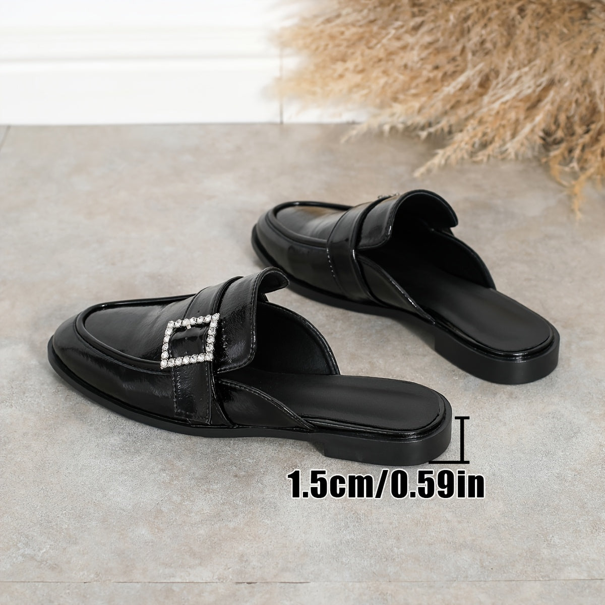 Women's Metallic Buckle Loafers Adjustable Slip-On Flats Casual Shoes