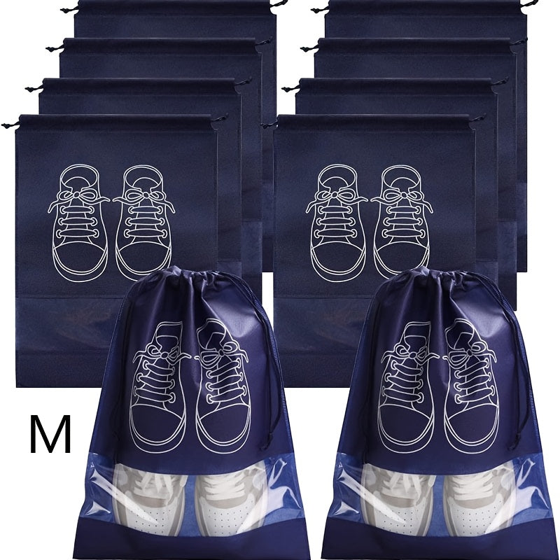 Pink Dustproof Shoe Bags 10 Pack with Drawstring for Travel Home Dorm