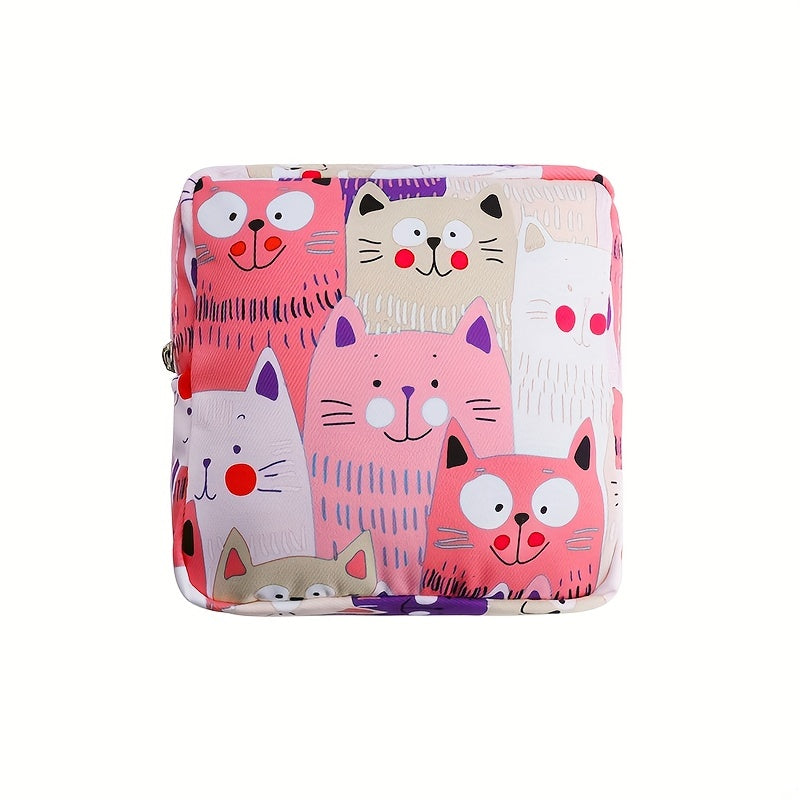 Cartoon Printed Portable Storage Bag Waterproof Large Capacity Organizer for Girls Coins Headsets Art Supplies