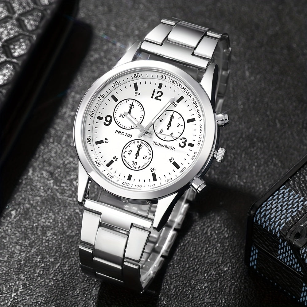 Elegante conjunto de relojes para mujer y hombre, de aleación, con esfera redonda, analógico, joyería casual, regalo para todas las ocasiones