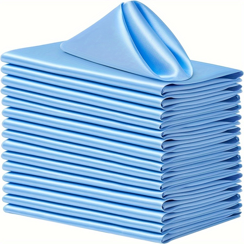 16-Pack Light Blue Square Polyester Napkins 43.18x43.18 cm for Restaurant Events Parties