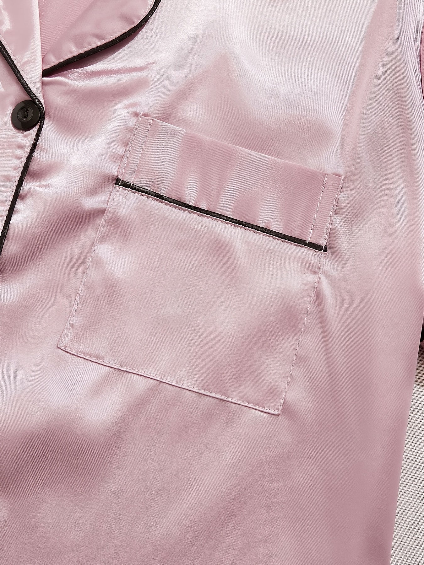 Women's Satin Pajama Set Short Sleeve Top and Elastic Waist Shorts Sleepwear Lounge Wear