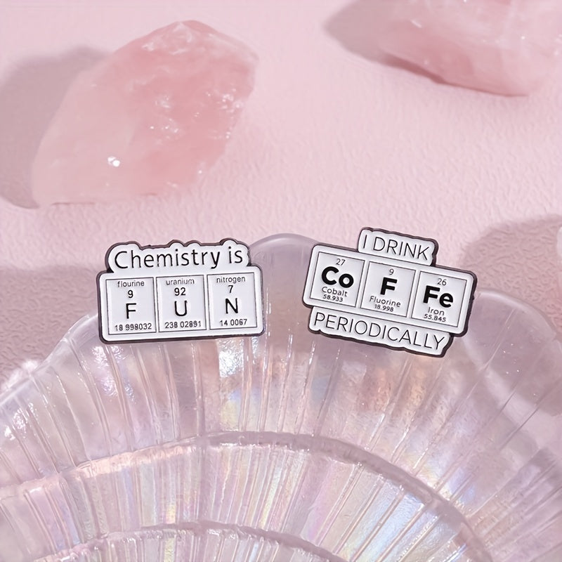 Set of 20 Metal Brooches with Chemical Elements Alloy Painted Badges Science Math Gift