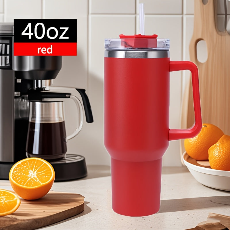 Vaso aislante de acero inoxidable con asa y pajilla para bebidas calientes y frías 20oz