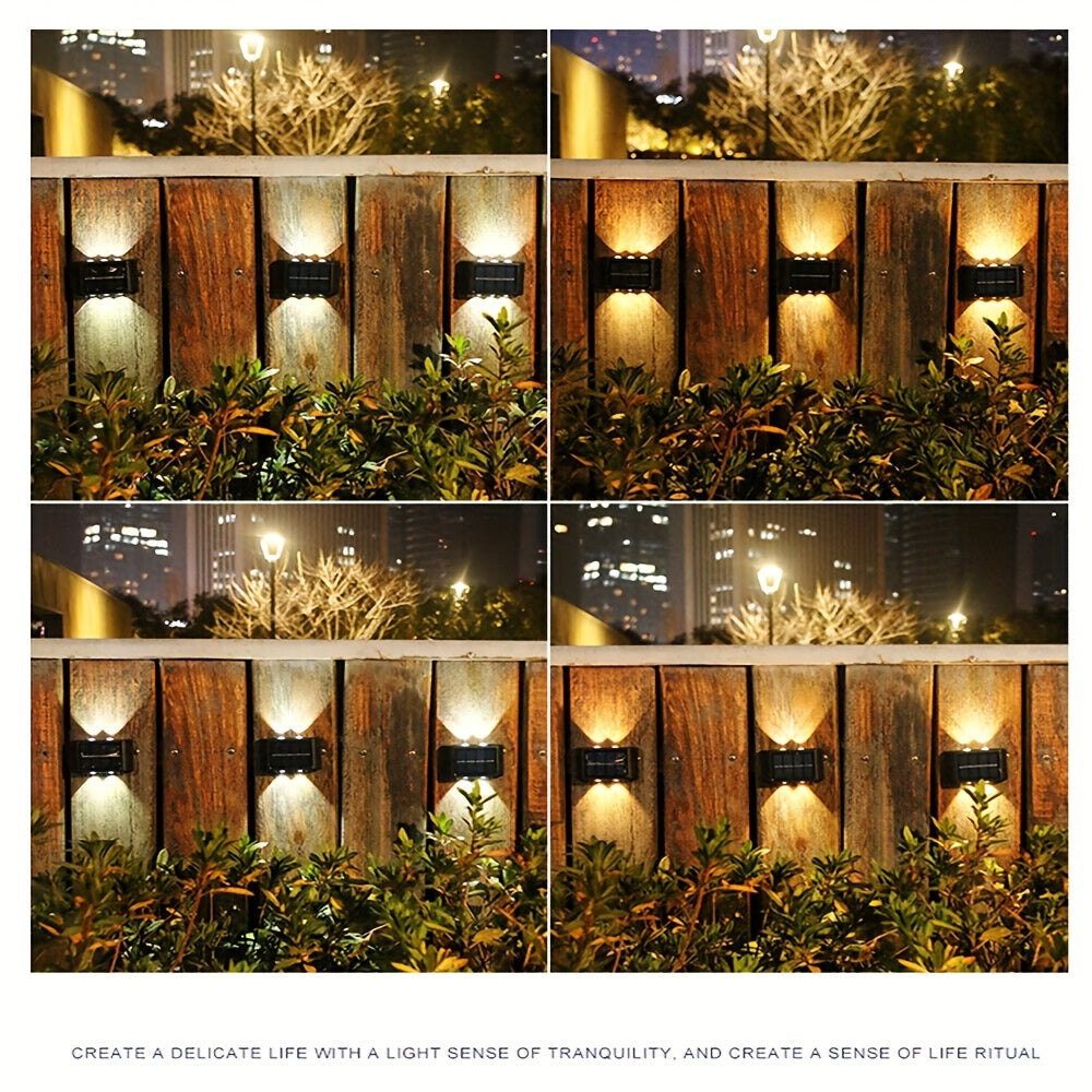 2 Pack Solar LED Outdoor Wall Lights for Garden Landscape Driveway