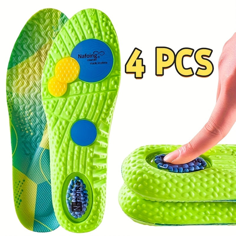 Unisex EVA Sports Insoles 4 Pack Breathable Shock-Absorbing Green