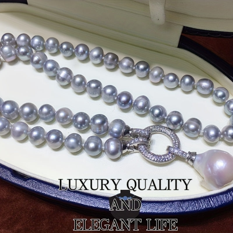 Freshwater Pearl Necklace with Baroque Pendant for Women Casual Formal