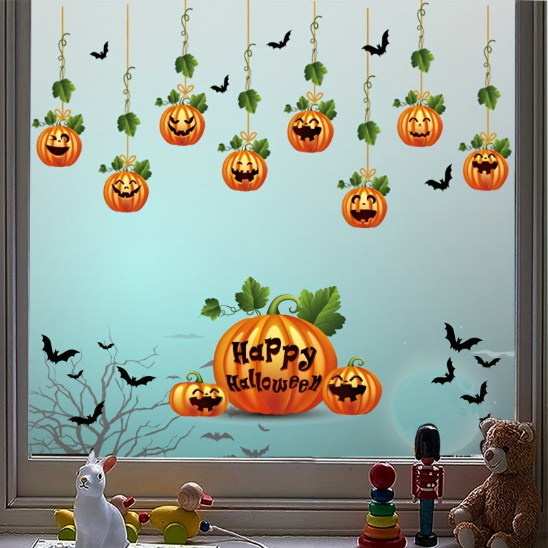 Halloween Pumpkin Static Window Stickers Double-Sided Festive Decor