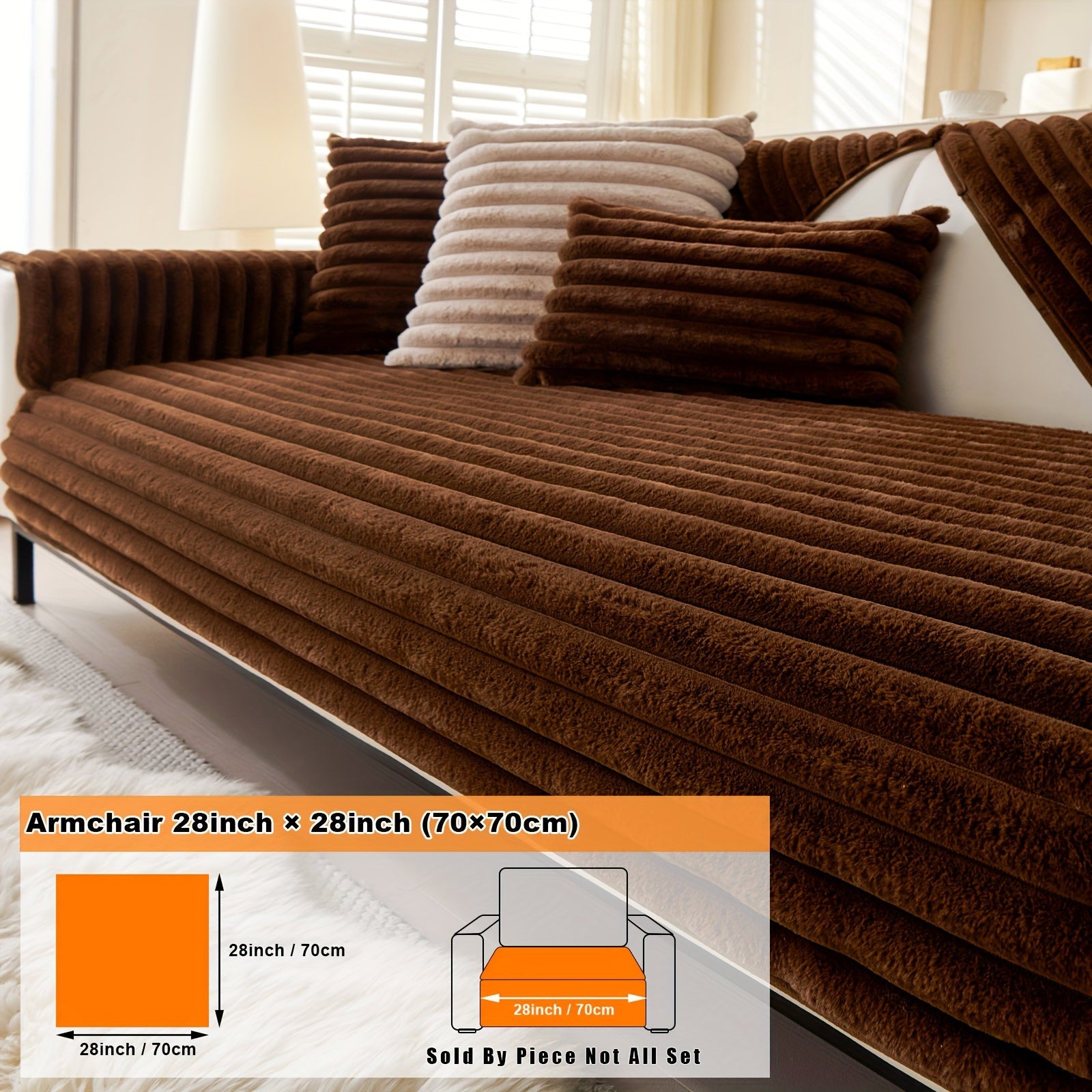 Barcha turdagi divanlar uchun mo'ljallangan, sun'iy quyon junidan tayyorlangan zamonaviy plush divan qoplamasi, mushuk va it egalari uchun iliqlik va himoya ta'minlaydi.