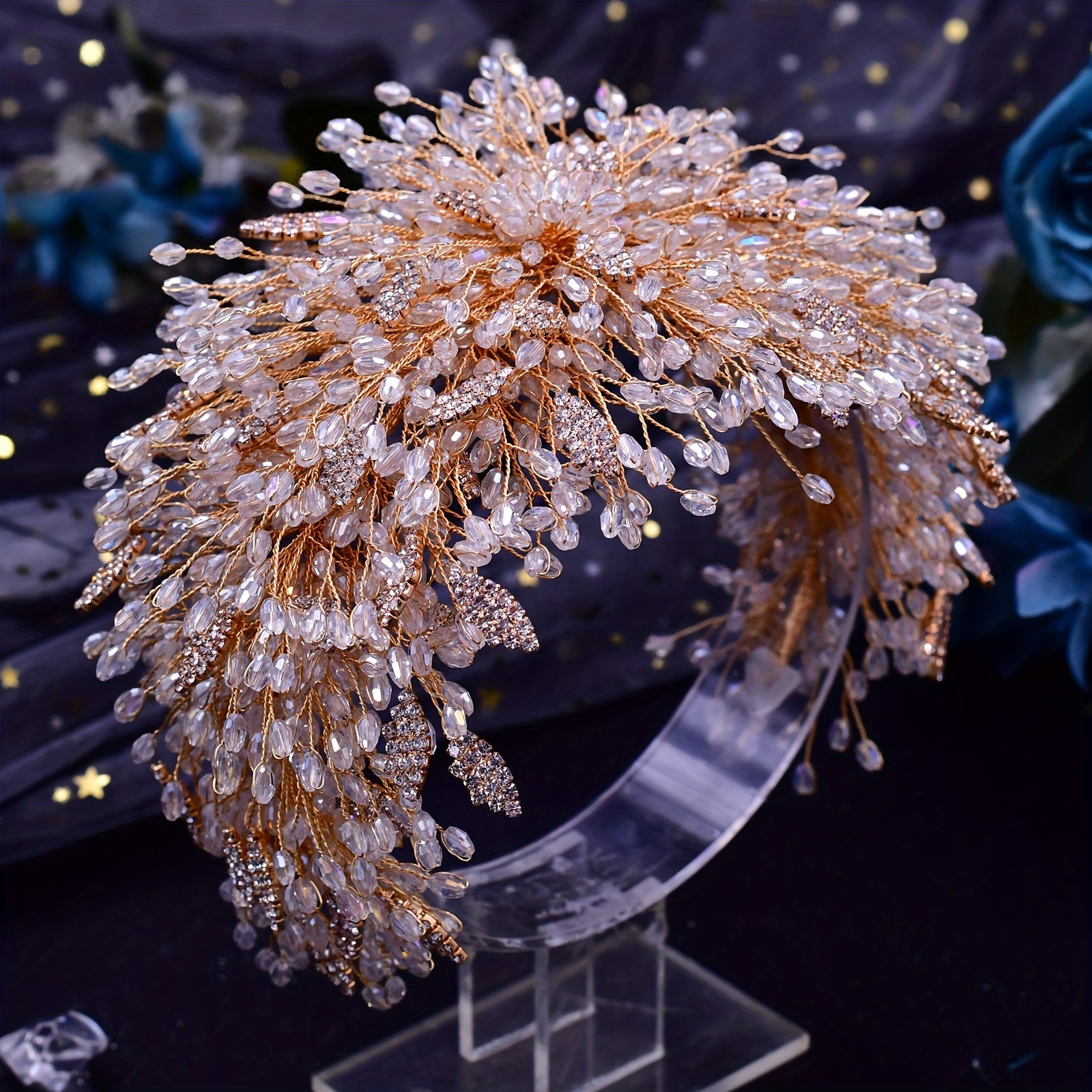 Multilayer Rhinestone Bridal Headband with Crystal Embellishments for Weddings