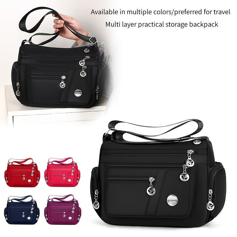 Women's Nylon Crossbody Bag with Adjustable Strap Multiple Compartments for Shopping Office Travel