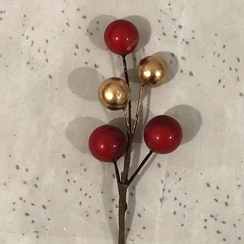 Christmas Berry Garland with Gold and Silver Plastic Berries for Festive Decor