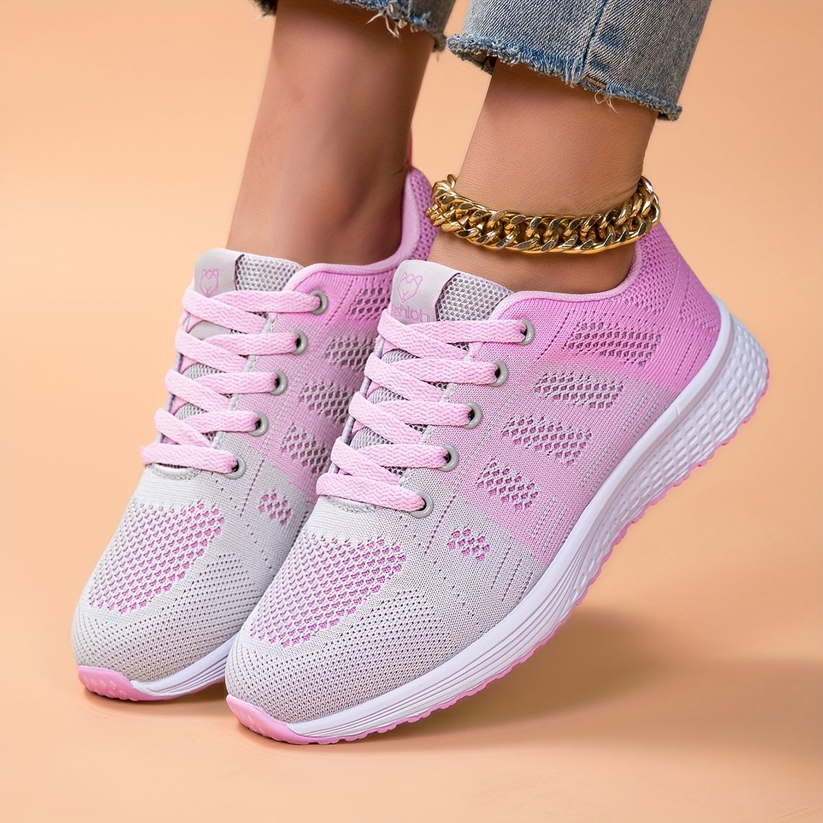 Zapatillas de running ligeras y transpirables para mujer con suela antideslizante negro rosa