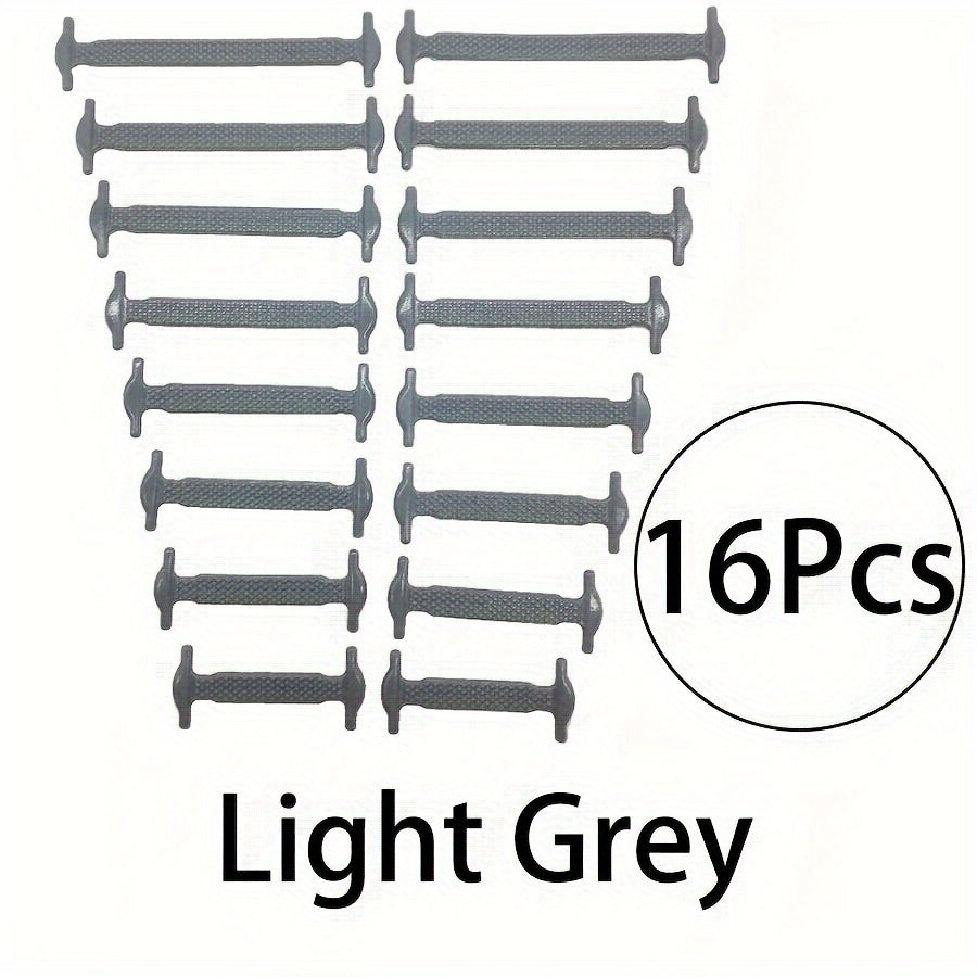 16 Pcs Silicone No-Tie Shoelace Set Adjustable Elastic Sneakers Laces