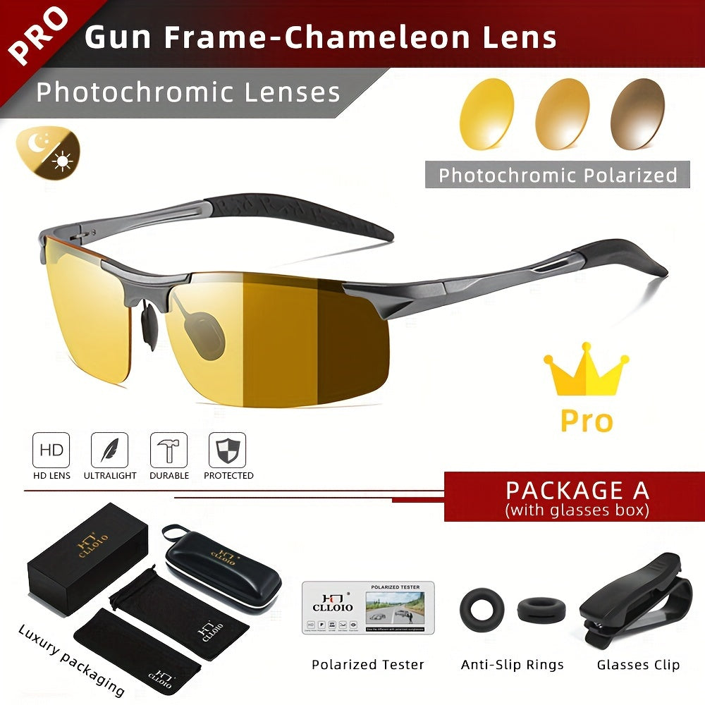 CLLOIO Anti-Glare Fotochromik Kunduzi Tungi Ko'rish Erkaklar Haydash Polarizatsiyalangan Quyosh ko'zoynaklari