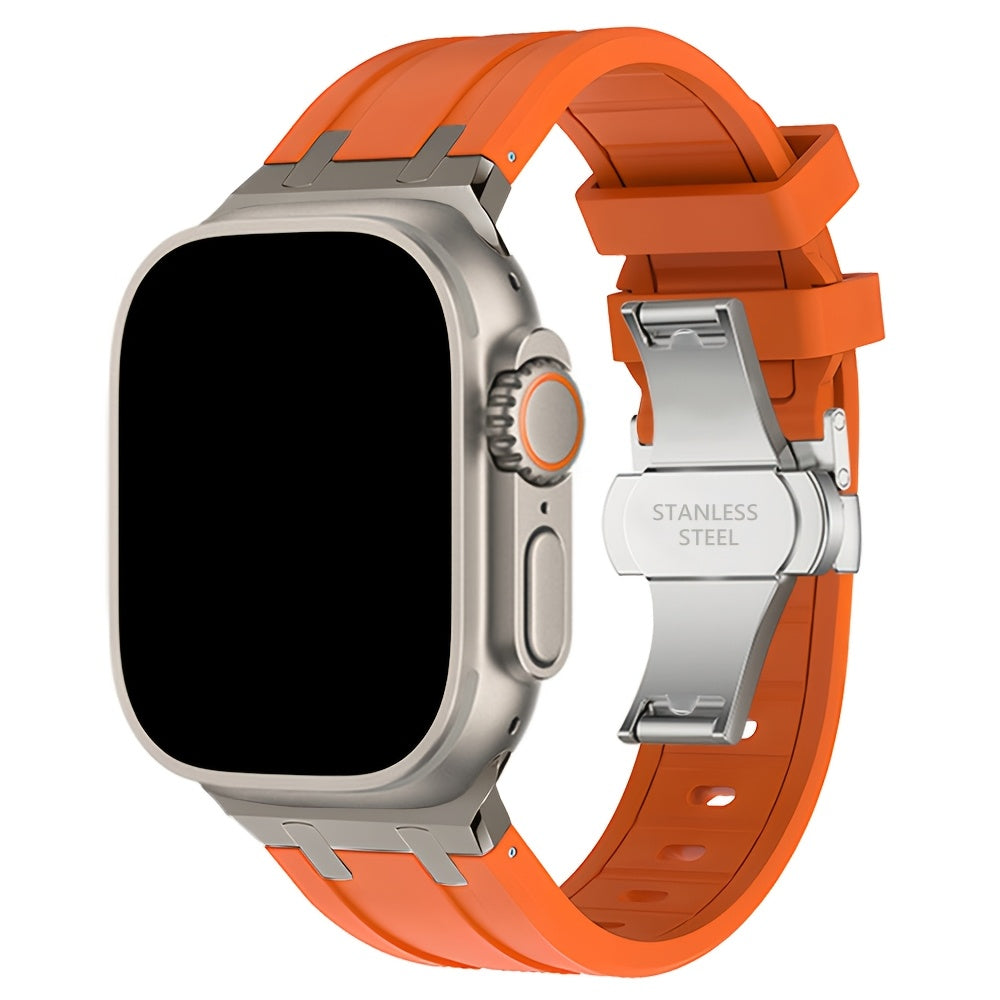 Silicone Watch Band for Apple Watch Series 9 8 7 6 5 4 SE 42mm 44mm Compatible Smartwatch Strap