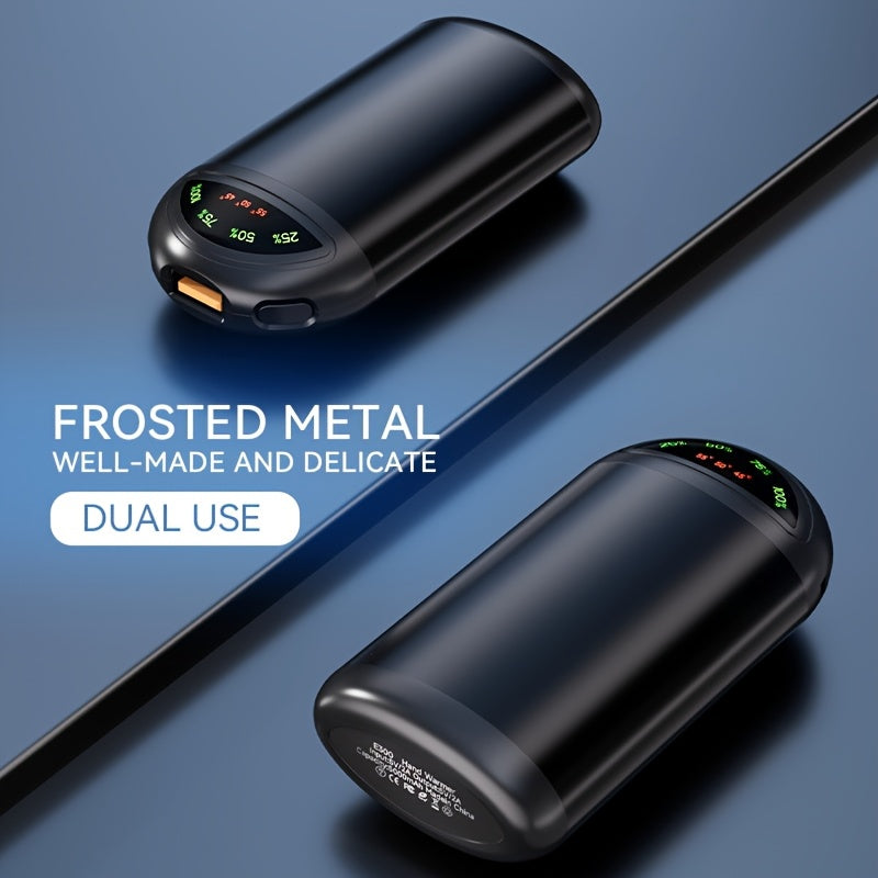 Calienta manos recargable por USB con linterna LED, portátil de 5000mAh, negro o verde