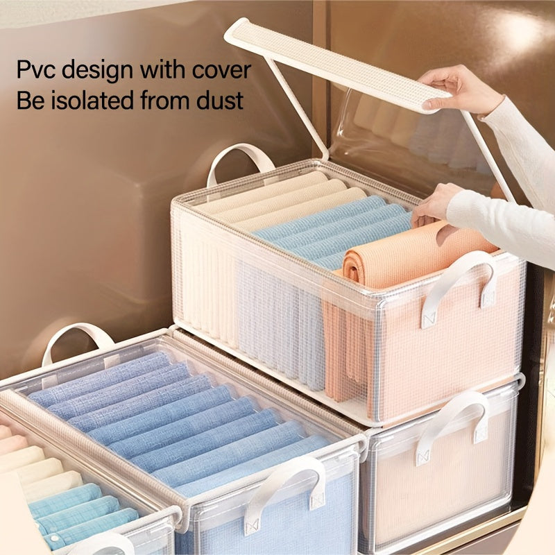 Large Foldable PVC Storage Box with Lid Dustproof Organizer for Clothes and Trousers