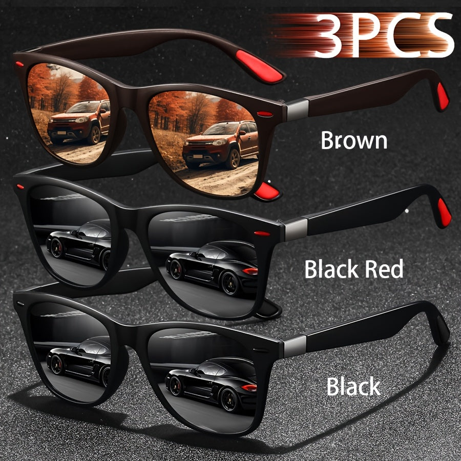 Unisex Vintage Square Glasses Full Rim Polycarbonate Frame Anti-Glare for Driving Hiking and Daily Use