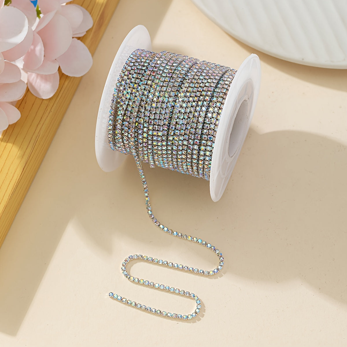 Элегантная цепочка для ногтей с блестками и стразами длиной 400 см, украшения для ногтей с ультра-блестками и алмазами