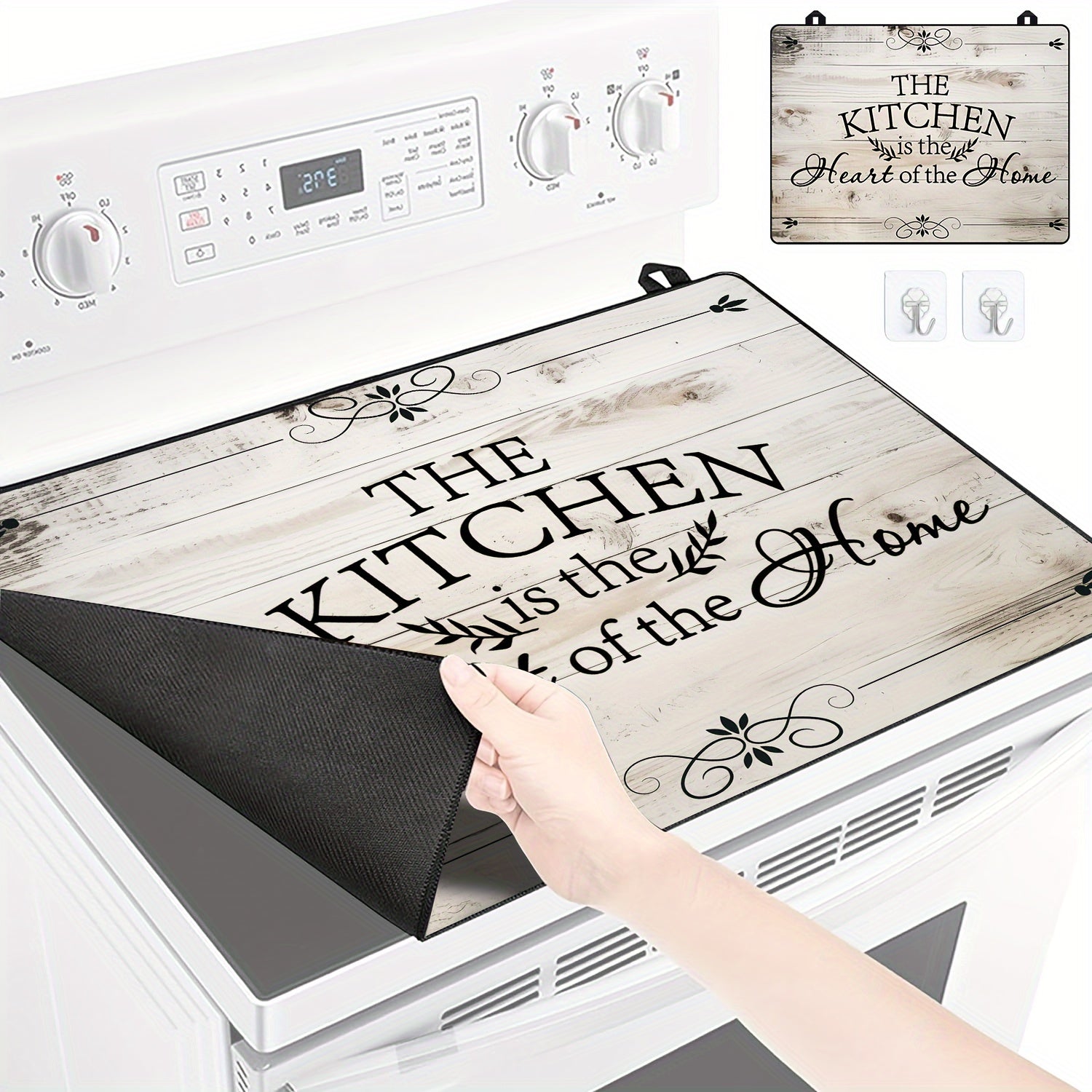 Wood Grain Stove Top Cover 28.5x20.5 Inches Heat Resistant Anti-Scratch Non-Slip Protector