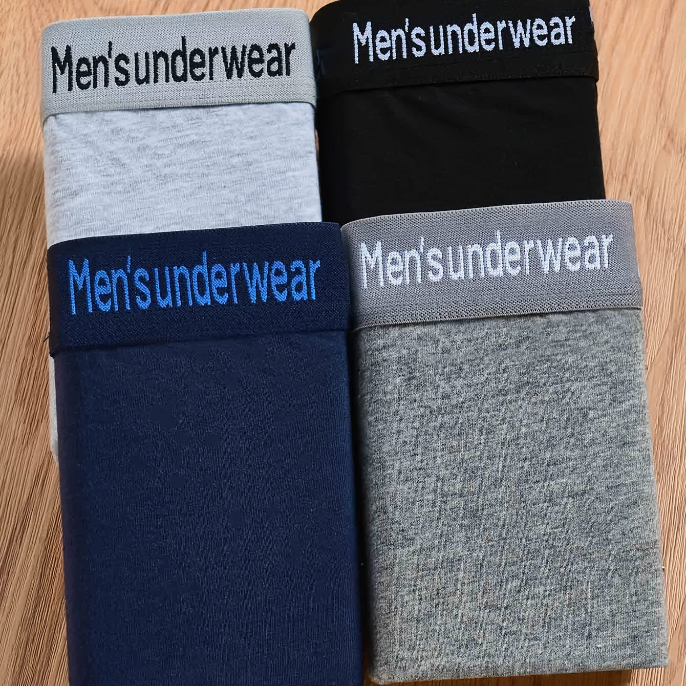 Men's Cotton Boxer Briefs Breathable Stretch Underwear with Alphabet Pattern for Daily Casual Wear